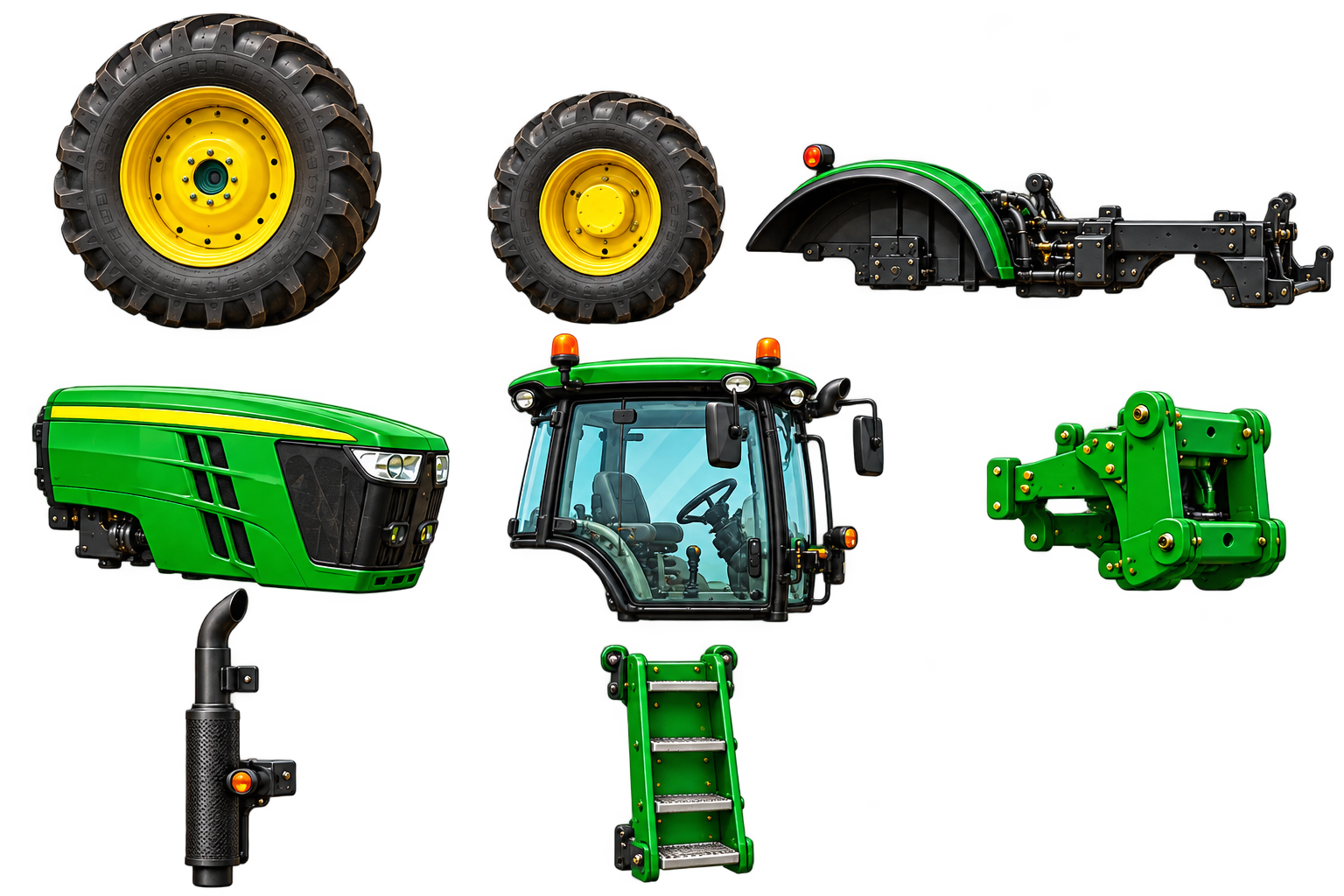 Saliekams zaļš traktors